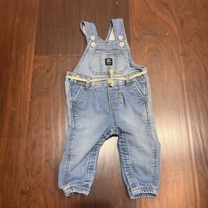 Baby B'gosh Stretchy Denim Bib Overalls Blue 9 Months Ribbon Belt